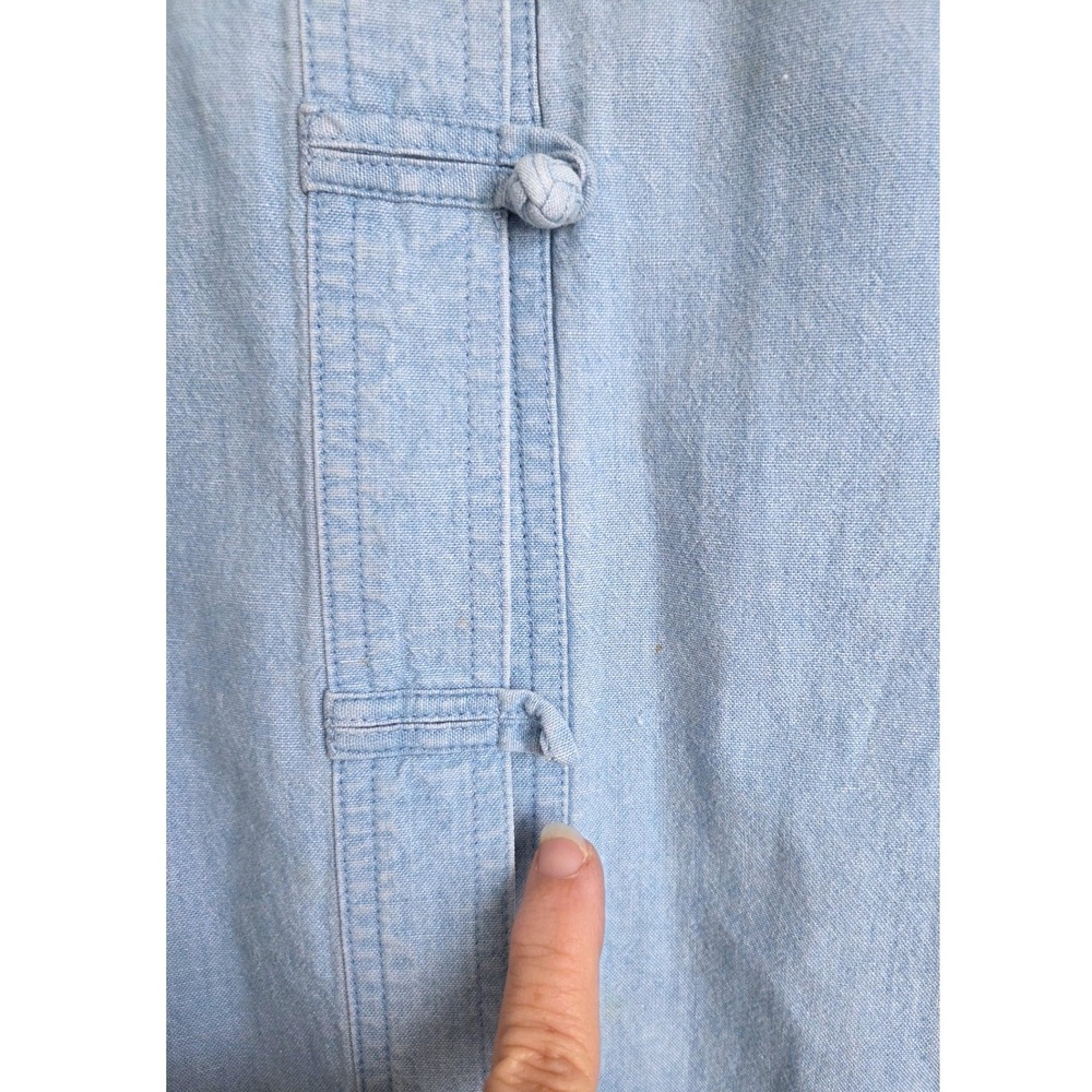 J. Jill Womens Blue Cotton Chambray Frog Button Mandarin Collar Tunic Shirt Sz L - Picture 7 of 7